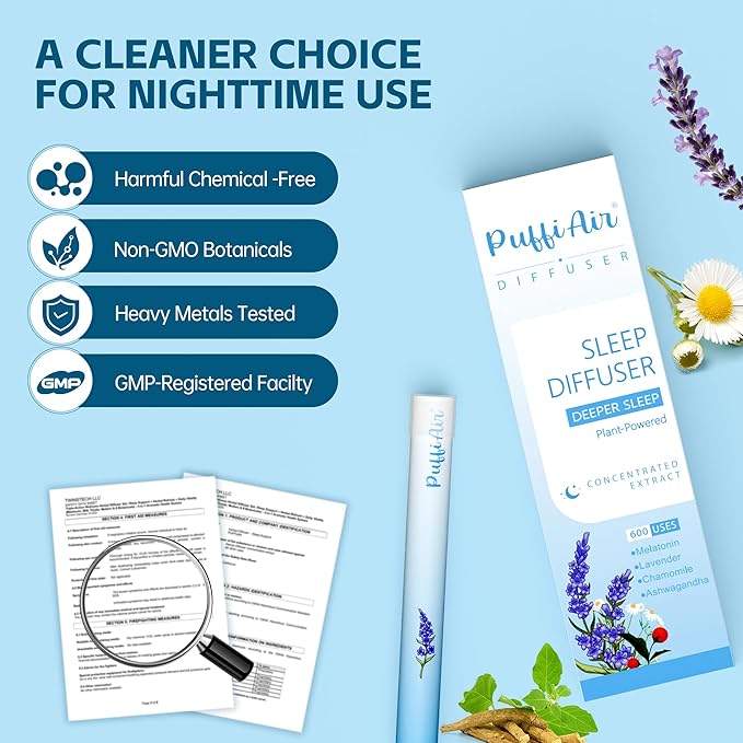 Herbal Anxiety Pen - Melatonin Diffuser with Lavender, Chamomile & Ashwagandha for Sleep Support & Stress Relief - 600 Uses