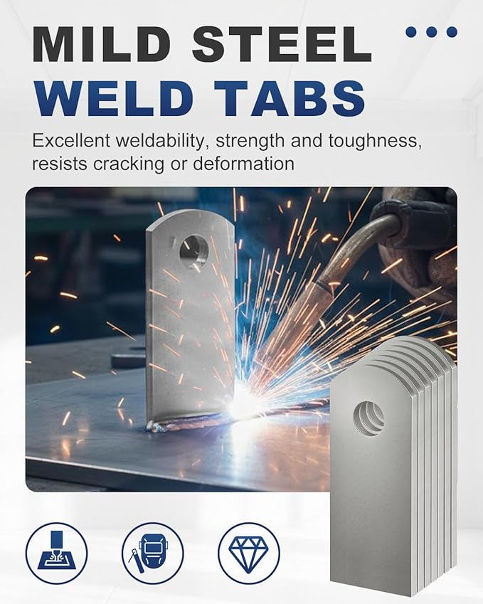 30 Pcs Weld on Tabs, Universal Shock Mount Flat Tab Bracket 1" W, 2-3/8" H, 3/8" Hole, 1/8" Thickness, Mild Steel Tabs Weld on Shock Mounts for Easy Welding