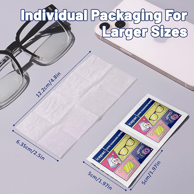 300 Count Lens Wipes for Eyeglasses, Eyeglass Lens Cleaning Wipes Pre-moistened Individually Wrapped Sracth-Free Streak-Free Eye Glasses Cleaner Wipes for Sunglass, Camera Lens, Goggles