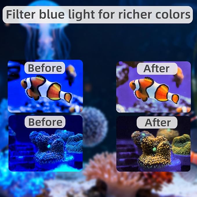 37mm Clip-on Phone Lens Filter Kit - 4 in 1 High-Definition Lenses for Coral Aquarium Reef Underwater Photography, Full Yellow/Orange Filter, CPL Polarizing Filter, Macro Lens
