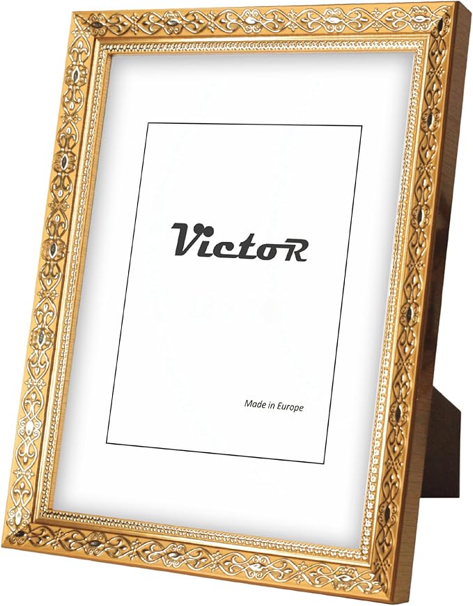 VictoR Picture Frame 8x10 in Gold "Vermeer" - Antique Picture Frame with shatterproof Acrylic Glass - 8 x 10 Photo Frame Vintage