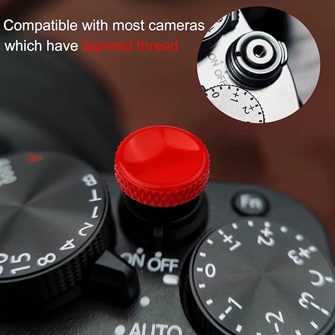 Yullmu Camera Shutter Button 2 Pack (Red & Black) Pure Copper Soft Release 1/4 Inch Thread Compatible with Fuji X-T5 3 4 X100V X-T30 Leica M9 Nikon DF and More Comfortable & Easy to Install