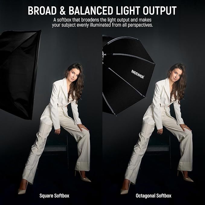 NEEWER 28"/70cm Octagonal Softbox, Quick Release Bowens Mount Softbox with Honeycomb Grid, Light Diffusers, Bag for RGB CB60 CB60B CB200B MS60B MS60C MS150B S101-300W/400W Pro Vision 4 Q4, NS27P