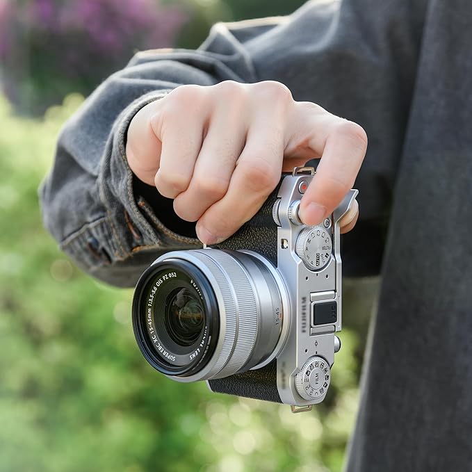 JJC Metal Thumb Rest Grip for Fuji Fujifilm X-M5 XM5 Camera, Hot Shoe Thumb Rest Support Grip for Stable and Safe Hand Hold, with Anti-Scratch Silicone Pad, Not Affect The Use of Camera Buttons, Black
