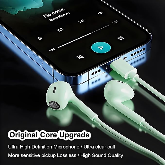 2 Packs USB C Headphones for iPhone 16/15 Phone Earbuds with Microphone & Volume Control HiFi Stereo Type C Earphones for Galaxy S23/S22/S21/S20/Ultra Note 10/20, for Pixel 7/6/6a/5/4,for OnePlus 9 8
