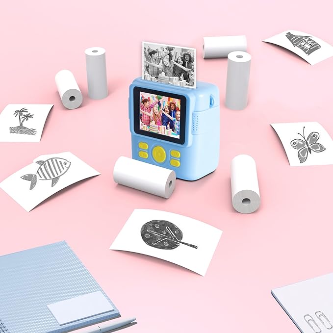 12 Rolls Instant Print Camera for Kids Refill Print Paper - Hikkon Thermal Print Paper Rolls Photo Print HD Printing for Most Kids Instant Camera(Blue)
