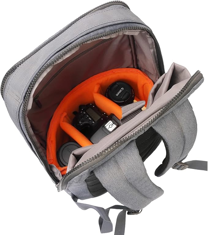 JAKAGO Shockproof Camera Insert Bag for SLR DSLR Mirrorless Camera Lens Flash Light Accessories Camera Pouch with Adjustable Dividers for Canon Nikon Sony Water Resistant Camera inner case(Orange)