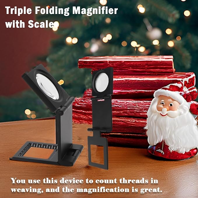 Rongon Pocket Magnifier Small Folding Magnifying Glasses 10X 28mm Mini Jewelers Magnifying Loupe with Scale Three-Folding Loupe Magnifiers for Coins Textile Optical Jewelry Tool (1 Pcs)