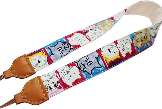 UNIKSTRAP Original Design Adjustable Camera Strap Funky Cat, 2 Inch (5cm) Width, Fit for Canon Nikon Sony Interchangeable Lens Digital Camera/DSLR