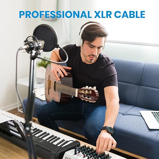 Moukey XLR Cables 50ft Microphone Cable, XLR Male to XLR Female Mic Speaker Cable, Black, 3 Pack