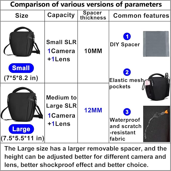 CADeN DSLR/SLR Camera Shoulder Bag Case with Adjustable Shoulder Strap, Compatible for Nikon, Canon, Sony Mirrorless Cameras Waterproof (Small)