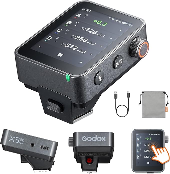 Godox X3 Pro F X3 PRO-F TTL Wireless Flash Trigger for Fuji Camera,2.4GHz LCD Touchscreen Flash Transmitter, Built-in Lithium Battery, Bluetooth APP Control, X3 F Updated Version