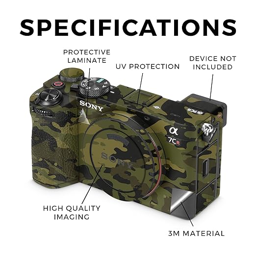 Camera Skin Compatible with Sony Alpha 7CR Camera (2023) - Green Camouflage - Premium 3M Vinyl Protective Wrap Decal Cover - Easy to Apply | Crafted in The USA by MightySkins