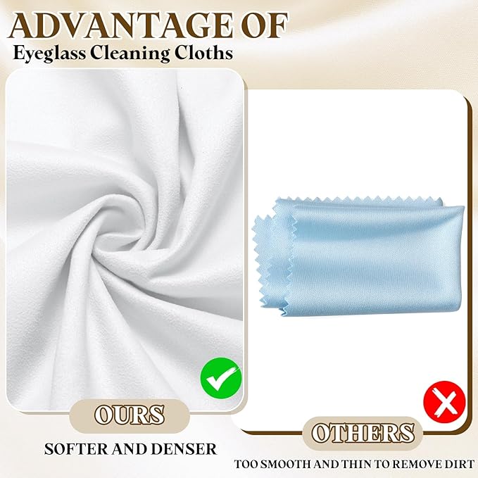 PATIKIL 6Pcs Soft Eyeglass Cloths, 15.8 x 15.8 Electronics Microfiber Cleaning Cloths Eyeglass Cleaning Fabric for Lens Wipes Glasses Cleaner Jewelry LCD Screens Cameras, White