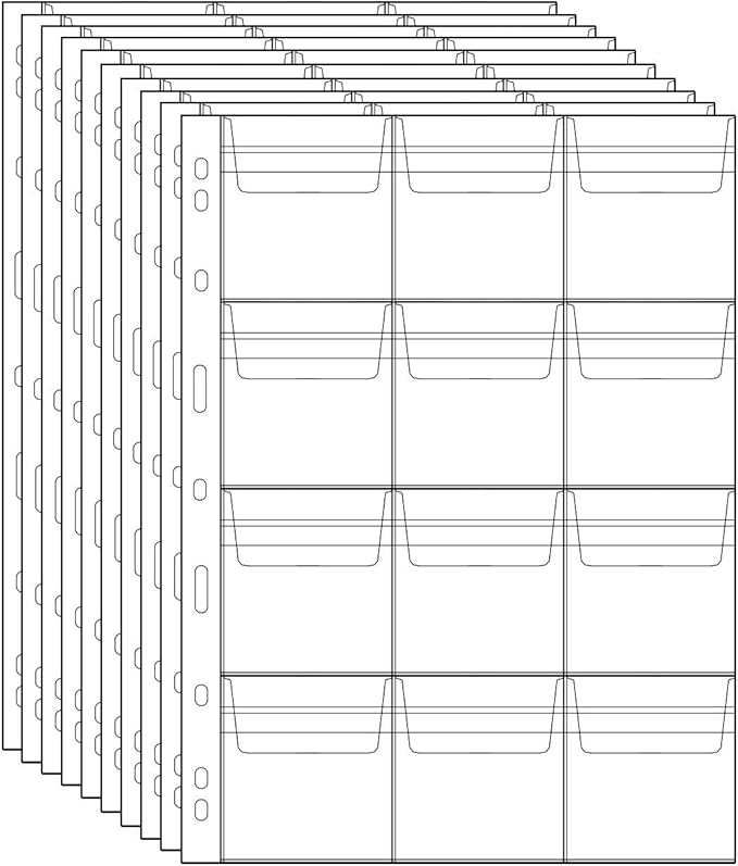 120 Pockets Coin Binder Pages - 2.44 inch Holders 10 pcs Loose-Leaf Sheets Acid-Free Collection Holders for Medallion Coin Stamp Currency Collecting Supplies 62x62 mm / 2.44x2.44 inch CS03212