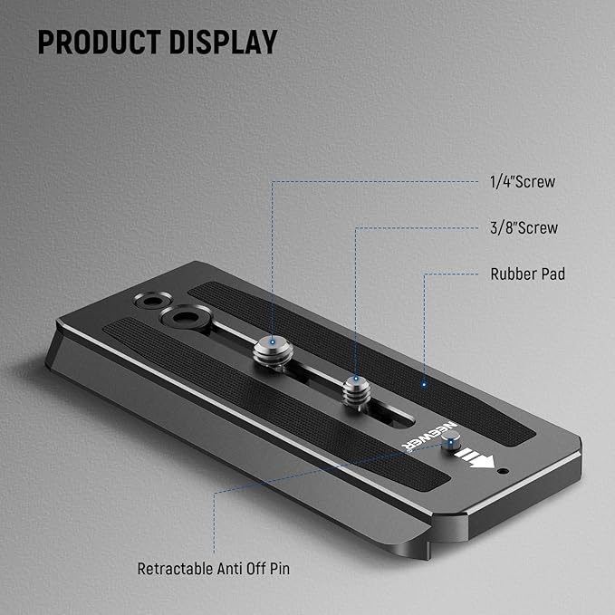 Neewer 2 Pack 501PL Tripod Fluid Head Quick Release Plate, Camera Mounting Plate with 1/4" 3/8" Screws, Anti Off Pin for GM001 GM002 GM006 Fluid Heads, QR5