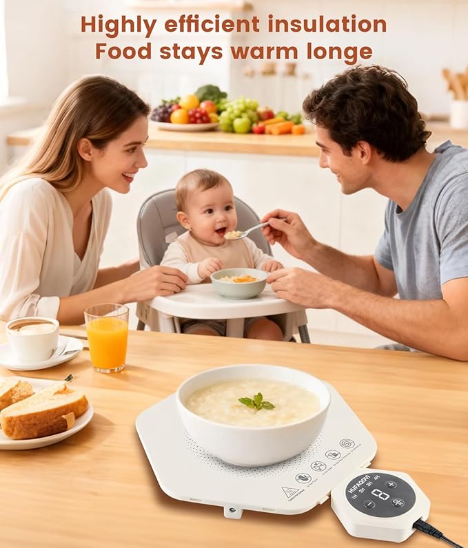 Food Heating Pad - Fast Heating Silicone Electric Tray, Level 4 Temperature Rise, Protect Table, Roll Up Self-Service Hot Plate Heating Pad, Portable Food Warmer for Party and Family Trips (4)