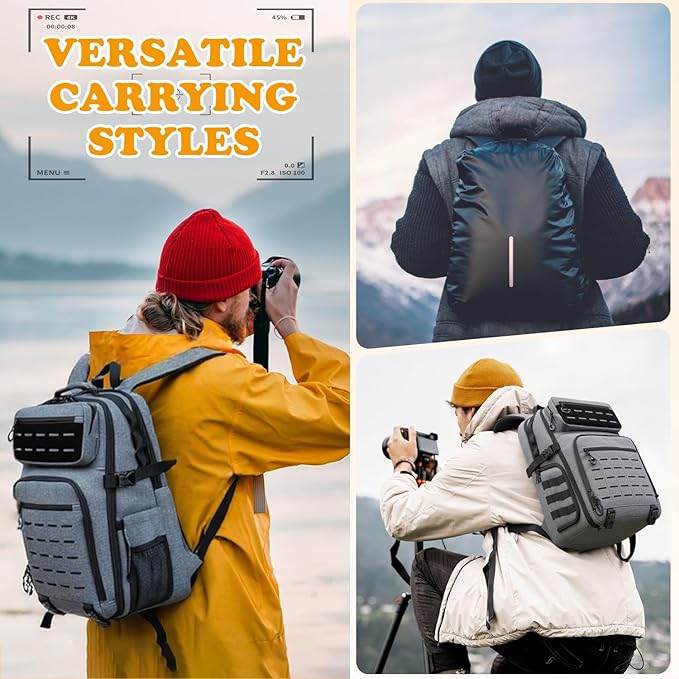 HAMBOLY Professional Camera Bag Backpack, Large Waterproof Photography Bag Case for DSLR/SLR/Mirrorless Camera with Tripod Holder/15.6’’ Laptop Compartment/Rain Cover