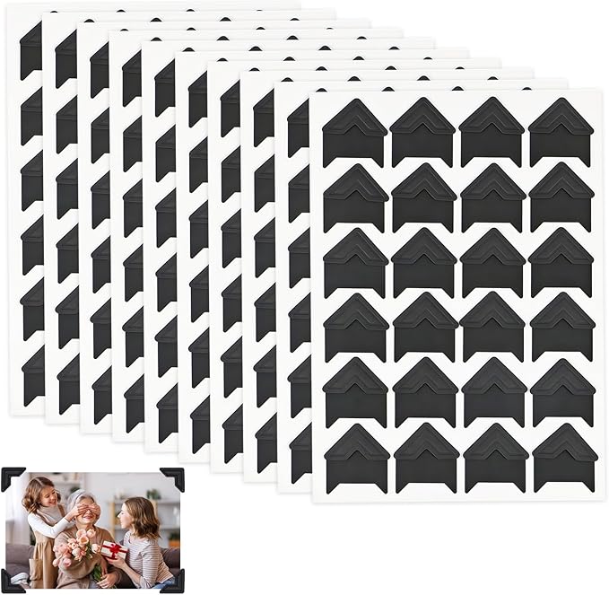 Photo Corners Self Adhesive,240 PCS Self-Adhesive Photo Corners,Scrapbooking Photo Mounting Corners, Black Photo Mounting Corners for DIY Scrapbook
