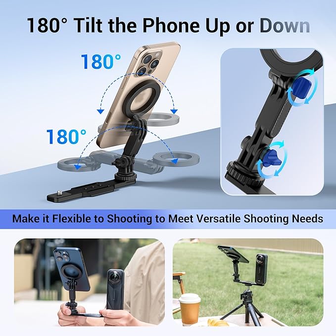Magnetic Phone Holder for DJI Osmo Pocket 3 Xtra Muse,Cellphone Pocket3 Mount Accessories with Arca Swiss Design & 1/4"-20 & Angle Adjust Phone Stand for Pocket3 Creator Combo,for Tripod Selfie Stick