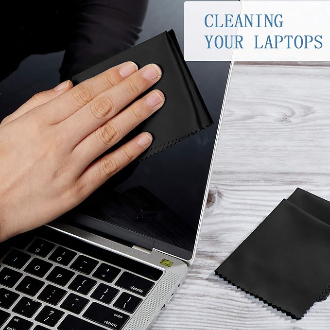 Frienda 50 Pcs Microfiber Cleaning Cloth for Glasses 6x7 Inch Lens Eyeglasses Cleaning Cloth Sunglasses Electronics Glasses Optical Cleaner Wipes Bulk for Camera Lens Eyeglass Screen(Black)