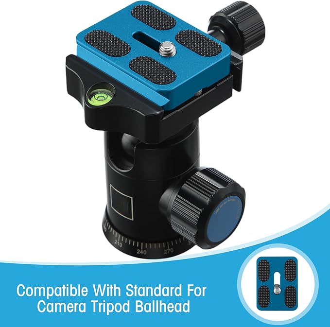 Frienda 2 Pieces Metal Quick Release Plate with 1/4''-20 Camera Screw Tripod Mount Plate Fits Standard for DSLR Camera Tripod Ball Head(Blue,Pu50)