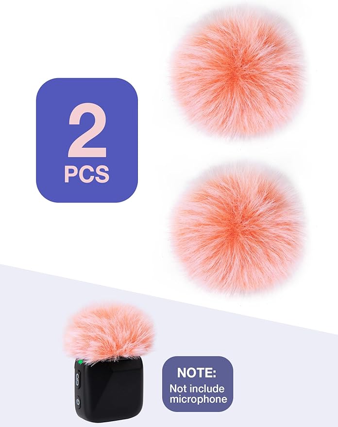 YOUSHARES Microphone Wind Muff Compatible with DJI Mic Mini - 2 Packs Furry Windproof Cover Suitable for DJI MINI 2024 Wireless to Reduce Wind Noise