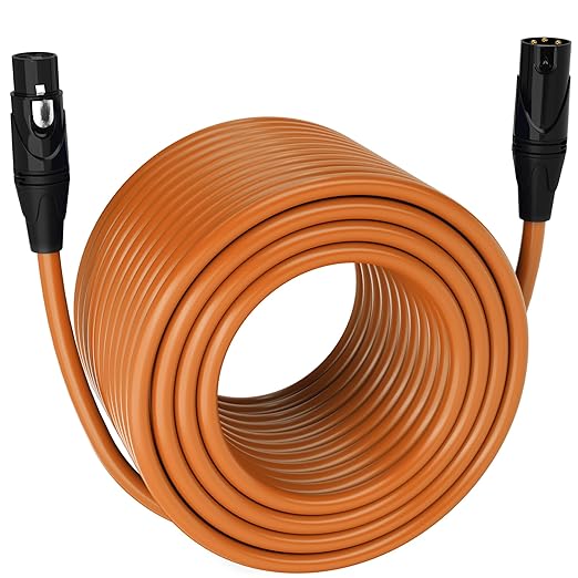 LyxPro 300 Feet XLR Microphone Cable Balanced Male to Female 3 Pin Mic Cord for Powered Speakers Audio Interface Professional Pro Audio Performance and Recording Devices - Orange