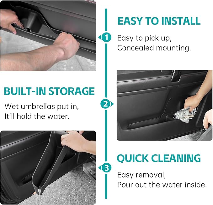 Door Side Storage Box Compatible with 2010-2024 Toyota 4Runner Accessories, Front & Rear 4PCS Door Handle Insert Organizer Tray, TPE Phone Pockets Cup Holder Fit for 4-Runner Accessories