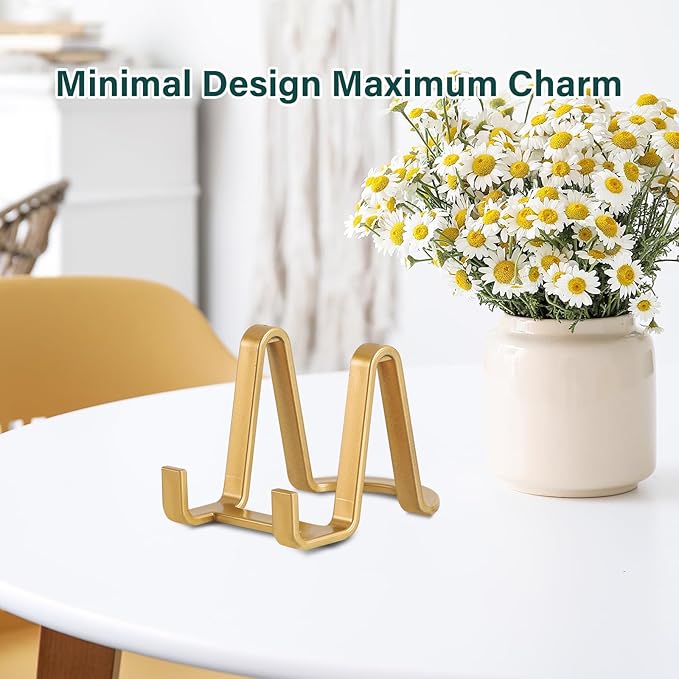 Artliving Plate Stands for Display - Plastic Easel Stand Plate Holder Display Stand Picture Frame Stand for Pictures | Photo|Decorative Plate |Dish | Tabletop Art - 3 inch-Golden