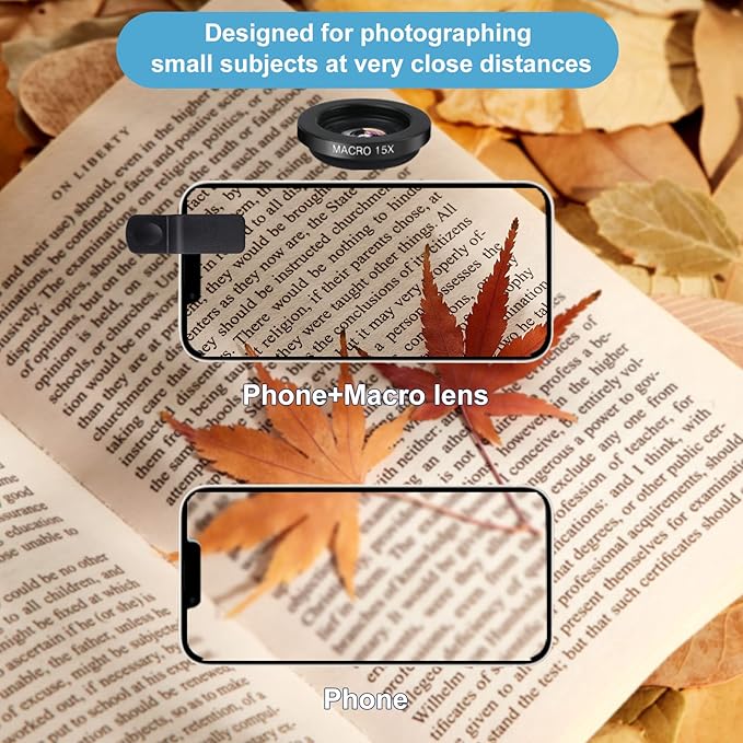 Phone Camera Lens (11 Lenses) Phone Lens Kit, Clip on Fisheye/Macro/Wide Angle Lens Attachment with Travel Case for iPhone 14 13 12 11 Xs X Pro Max Samsung Android Smartphone