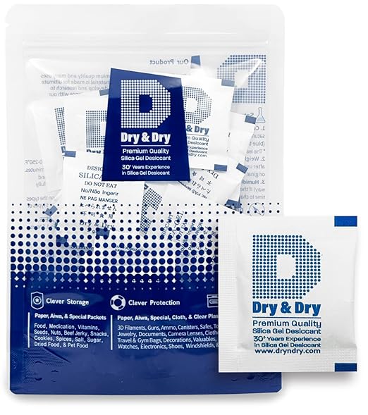 Dry & Dry 3 Gram [50 Packets] Silica Gel Packets Silica Gel Desiccants, Silica Gel Packs - Rechargeable (Food Safe) Silica Gel Packets, Silica Packets