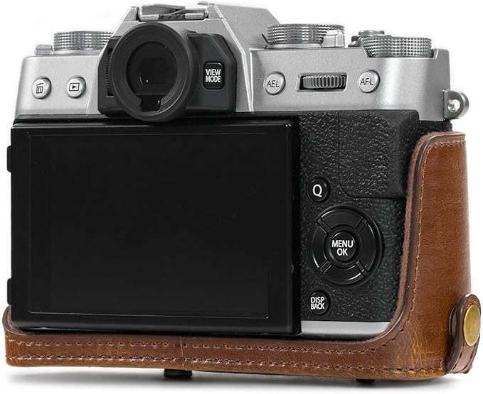 MegaGear MG982 Ever Ready Leather Camera Case and Strap for Fujifilm X-T30, X-T20, X-T10 (16-50mm / 18-55mm Lenses) - Dark Brown