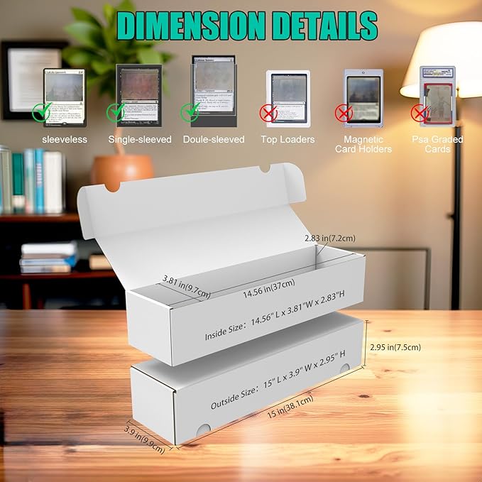 Card Box for Trading Cards Storage Box, Laminated Card Storage Box with Dividers, 1100 Count White Cardboard Boxes for Mtg/TCG/Magic/ Sports Card Storage,Trading Card Holder for Collector(3 Pack)