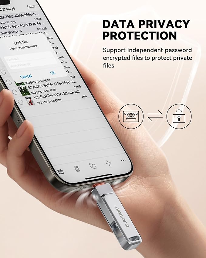 MFi Certified 512GB iPhone Photo Stick, USB Flash Drive for Photo/Video Backup, High-Speed Thumb Drive Compatible for iPhone/iPad/Android/PC (Silver)