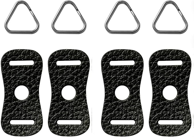 4 Pack Camera Strap Lug Ring Triangle Split Rings Hook with Leather Pad Protector Cover for Fujifilm Canon Nikon Sony Olympus Pentax DSLR Camera Shoulder Straps Harness Crossbody Belt