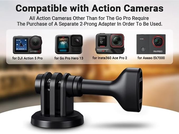 3-Pack Action Camera Tripod Adapter for DJI Osmo Action 5 pro 4 3 Ace Pro 2 Hero 13 12 11 10 Brave 4 7 EK7000, Clamp Adapter for Standard 1/4"-20 Tripod Selfie Stick Monopod Ball Head for Vlogging