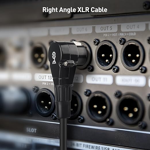 Cable Matters 2-Pack Right Angle XLR Cable, Short XLR Microphone Cable - 1ft, Oxygen-Free Copper (OFC) Microphone Right Angle Cord, Mic Cord, Black