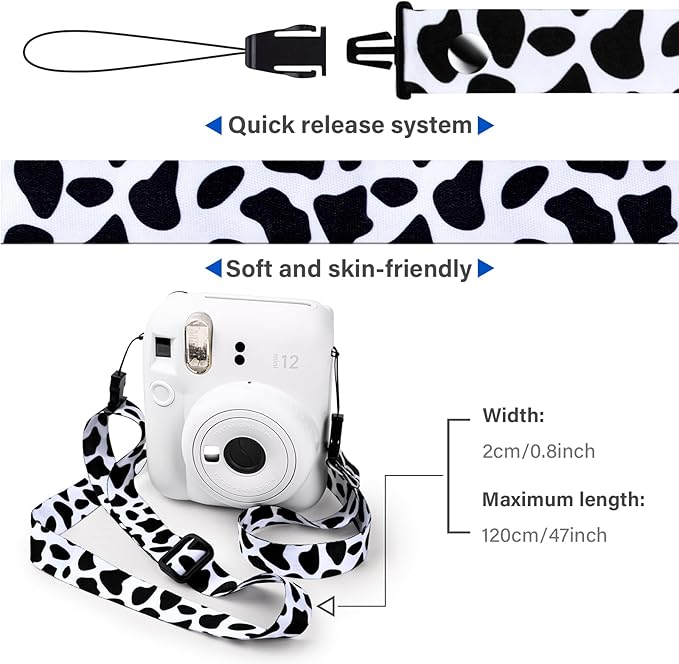 VOVMOEYA Camera Strap Kids,Camera Lanyard Neck Strap kids,iPad Strap for Kid,Children Camera Strap for Fujifilm mini Camera Kodak Smile + Smile plus (Black and White)