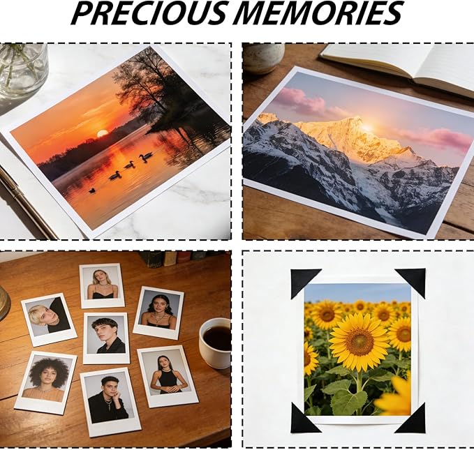 TIESOME 2040 Pcs Photo Corner Stickers, Clear Stickers, 20 Sheets Clear Self Adhesive PVC Photo Corners for Scrapbooking, Picture Frames, Albums & Journals (White + Black)