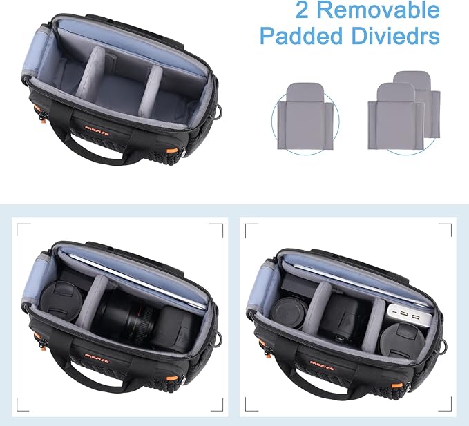 MOSISO Camera Bag for Photographers, Photography Shoulder Bag for DSLR/SLR/Mirrorless Cameras, Wheat Ear Quilted Padded Camera Case with Rain Cover & Bottom Tripod Holder for Canon/Nikon/Sony, Black