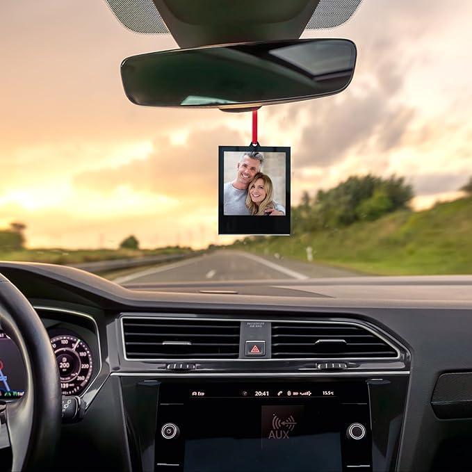 6 PCS Polaroid Film Photo Frame Ornaments 3.5 * 4.25inch Polaroid Picture Frame Display With Writing Space,Double-Sided instax mini Frame For Christmas Tree Decor, Hanging Mini Photo Frame Ornaments For Kids (Black)