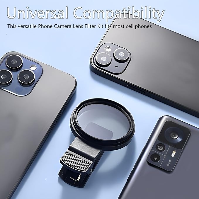 Portable 52mm Polarizing Filter for Phone, Clip-on CPL Phone Camera Lens Filter,Circular Polarized Lens with Upgraded Clip,Compatible with Most Cell Phones