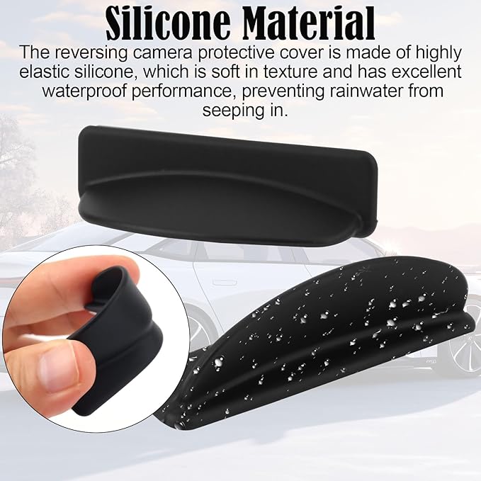 2pcs Rear View Backup Camera Cover, 2 Color Silicone Car Rear View Camera Anti-Rain Cover for Cars Exterior Accessories(Black & White)