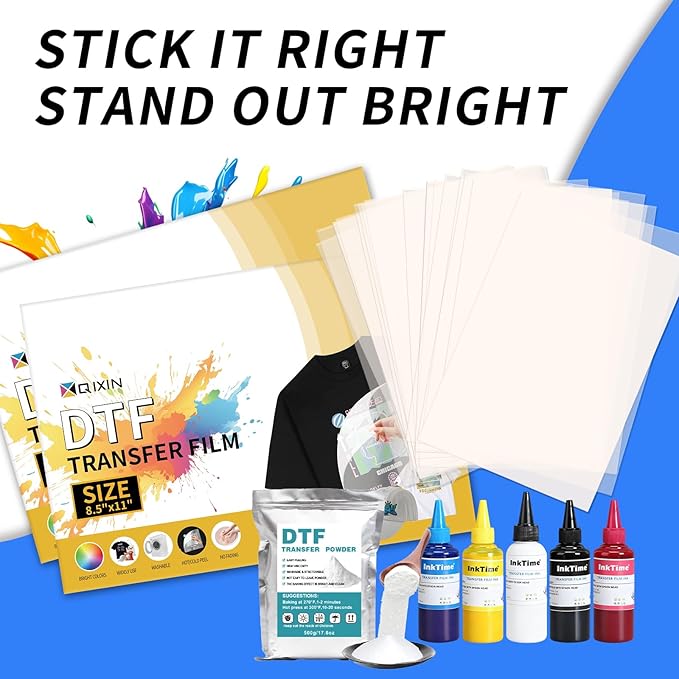 100 Sheets DTF Transfer Film 8.5x11 Inches, Clear Transfer Paper & Sublimation Paper for Inkjet Printer, PET Heat Transfer Paper Direct Print on T-Shirts/Textiles
