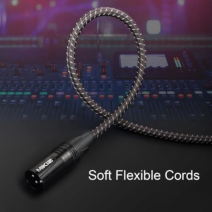 XLR Cables Braided 6ft 2 Pack - Premium Short Anti-tangling XLR Patch Cables Male to Female for Microphone DJ