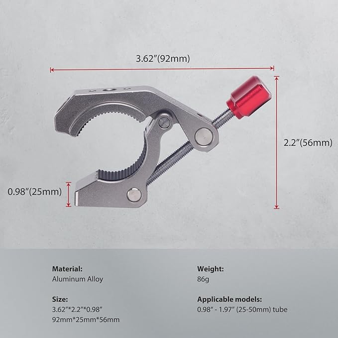 Came-TV Metal Super Clamp with Cold Shoe, 1/4" & 3/8" Threaded Holes - Compatible with Magic Arms, Ball Arms, Ideal for Action Camera Bicycle Mount, Max Load 2kg(61011)