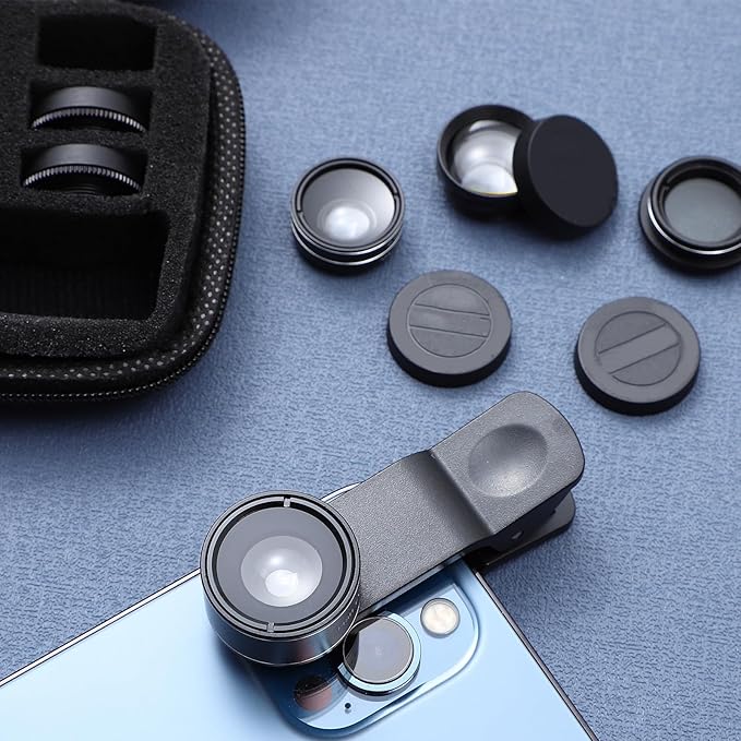 Beaupretty 11pcs Smartphone Camera Lens Kit with 198° Fisheye, 0.63x Wide Angle, Macro, 2X Telephoto, Cpl, Kaleidoscope, Star, Flow, Radial, and Soft Diffusion Lenses for Mobile Photography