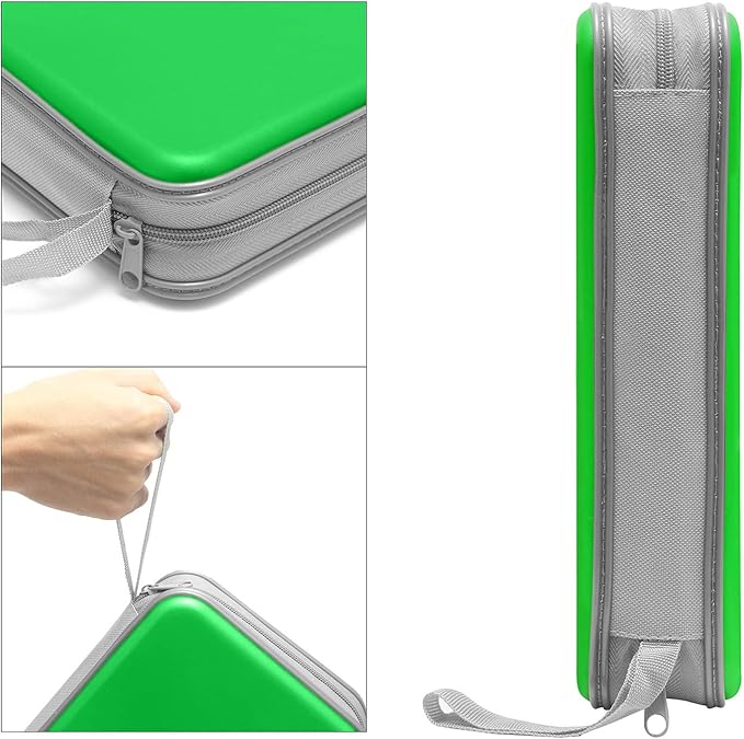 CD Case, Siveit DVD Case Holder 96 Capacity Hard Plastic CD DVD Disc Cases Storage Binder Wallet for Car Home Office Travel (Green)