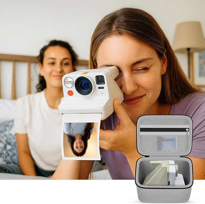 Portable Carrying Case Compatible with Polaroid Now 2nd/ for 3rd Generation I-Type Instant Camera/for Now/for Now+/ for OneStep 2 VF/for OneStep+ Instant Film with Mesh Pocket - Grey
